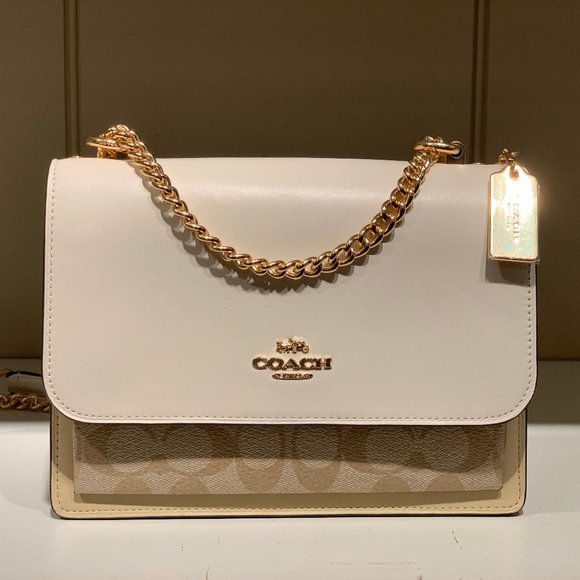 COACH Chain Crossbody Bag In Signature Canvas in Natural